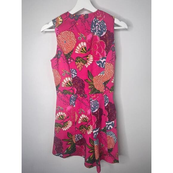 Fitzroy & Willa Floral Print Sleeveless Mini A-Line Dress Pink Women's Sz Medium - Picture 2 of 8